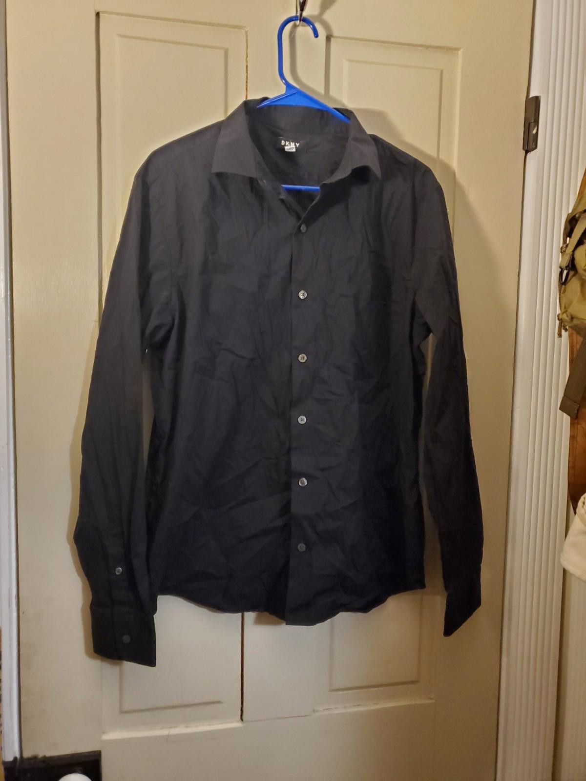 DKNY DKNY Button Down Shirt Men's Large Solid GRAY Slim Fit Size US L / EU 52-54 / 3 - 2 Thumbnail