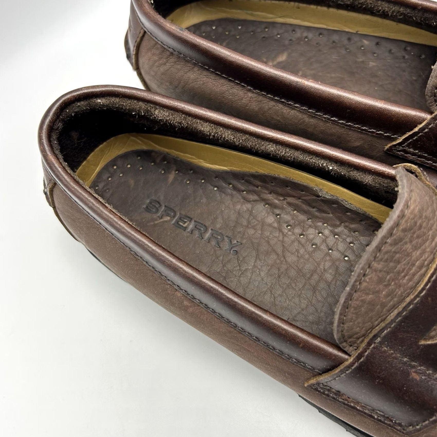 Sperry Sperry Topsider Loafer Mens 8.5 M Brown Pebbled Leather Comfort Cushioned Slip On Rubber Lug Sole Preppy 90s City College Equestrian Retro School Size US 9 / EU 42 - 5 Thumbnail