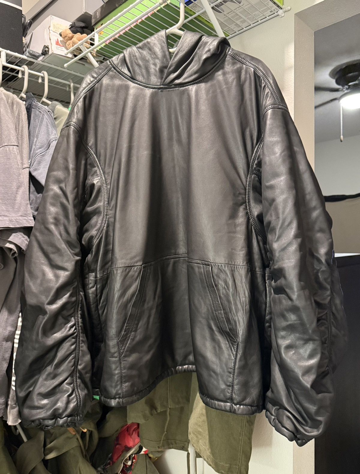 Balenciaga Size 5 leather hoodie pullover Size US XXL / EU 58 / 5 - 1 Thumbnail