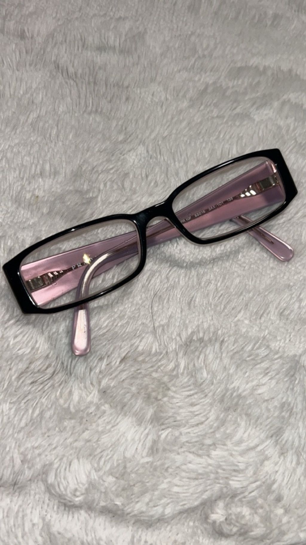 Prada Women's Prada Black & Pink Rectangular Glasses One Size Size ONE SIZE - 1 Thumbnail