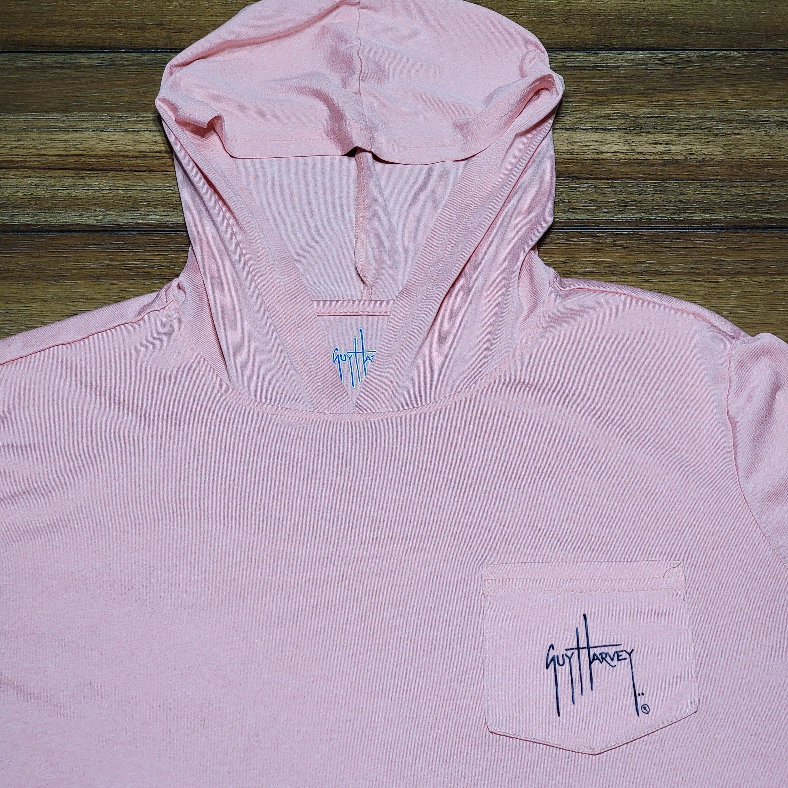 Guy Harvey Guy Harvey LS Pastel Pink Tee w/ Hood & Pocket - Size Large Size L / US 10 / IT 46 - 4 Thumbnail