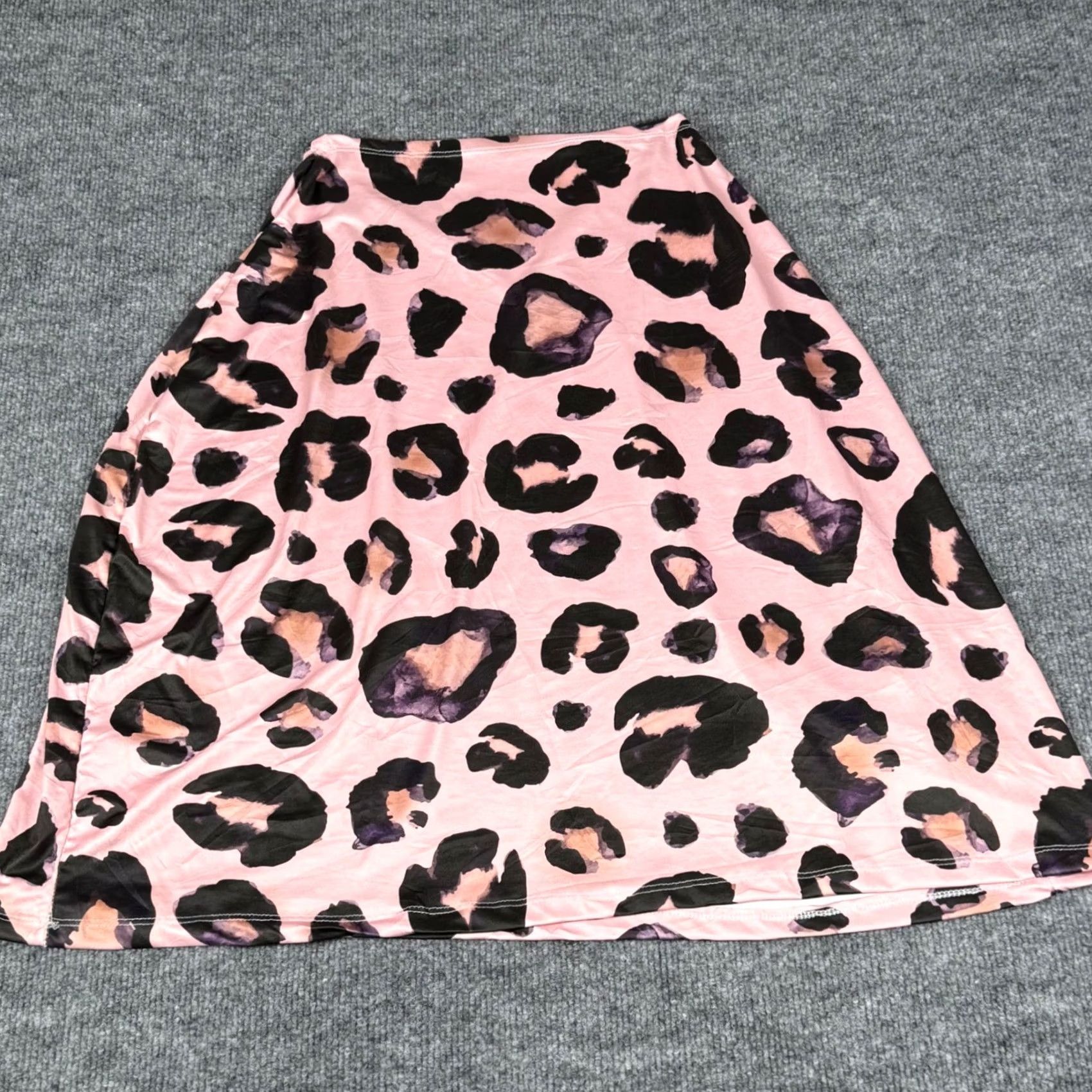 Pinko Womens Pink Leopard Print Midi Skirt Knit Lightweight A-Line Elastic Waist XS Slender Casual Womens Size 26" / US 2 / IT 38 - 2 Thumbnail