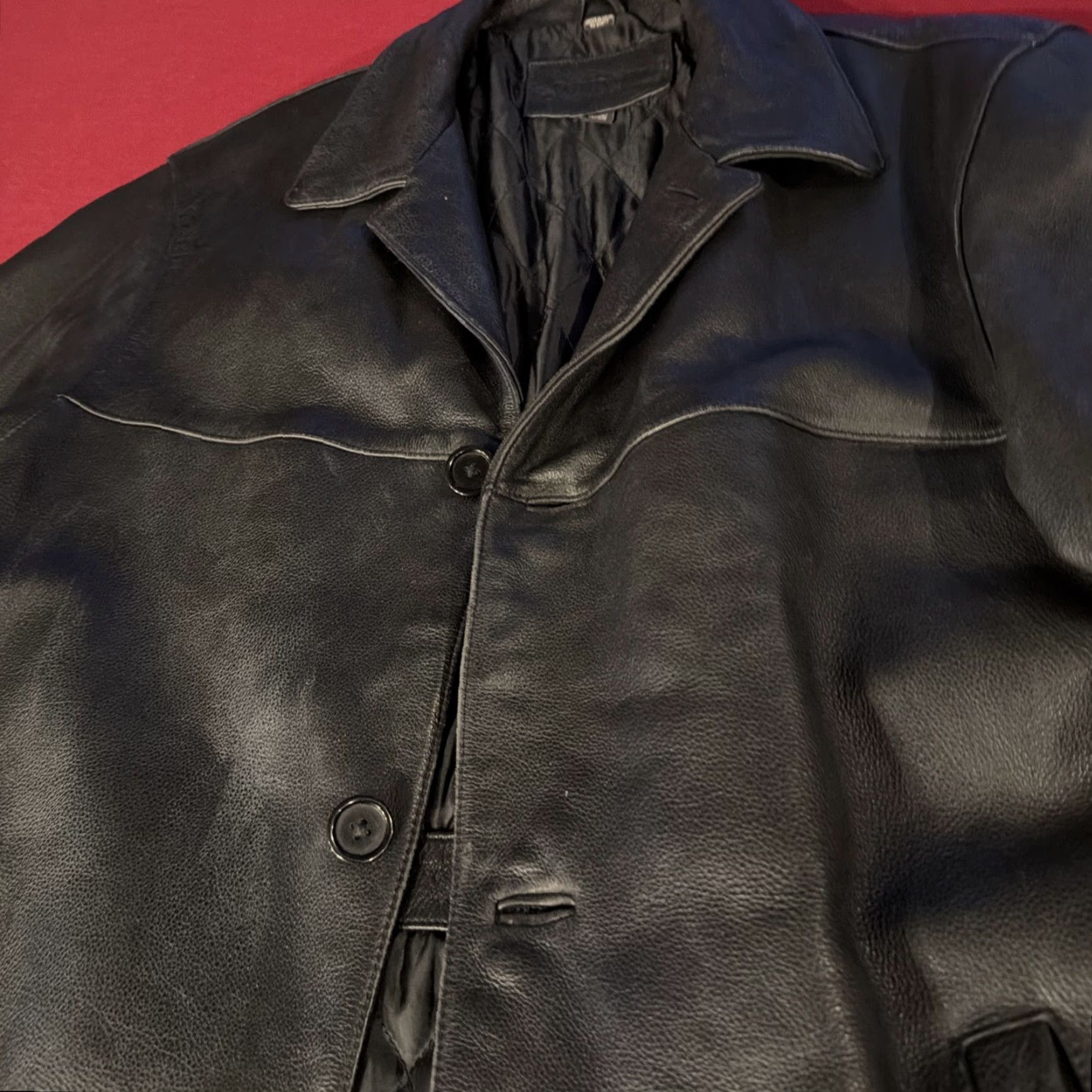 Vintage VINTAGE St. John’s Bay Black Leather Jacket Bomber Button Up Quilted Lined Trench Mens M Jacket Size US M / EU 48-50 / 2 - 5 Thumbnail
