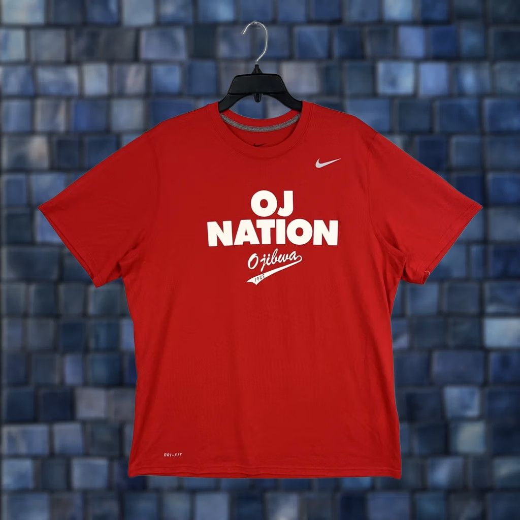 Nike Nike Shirt Mens XL Red OJ Nation Ojibwa Camp Dri-FIT Athletic Graphic Tee Sports Size US XL / EU 56 / 4 - 1 Thumbnail