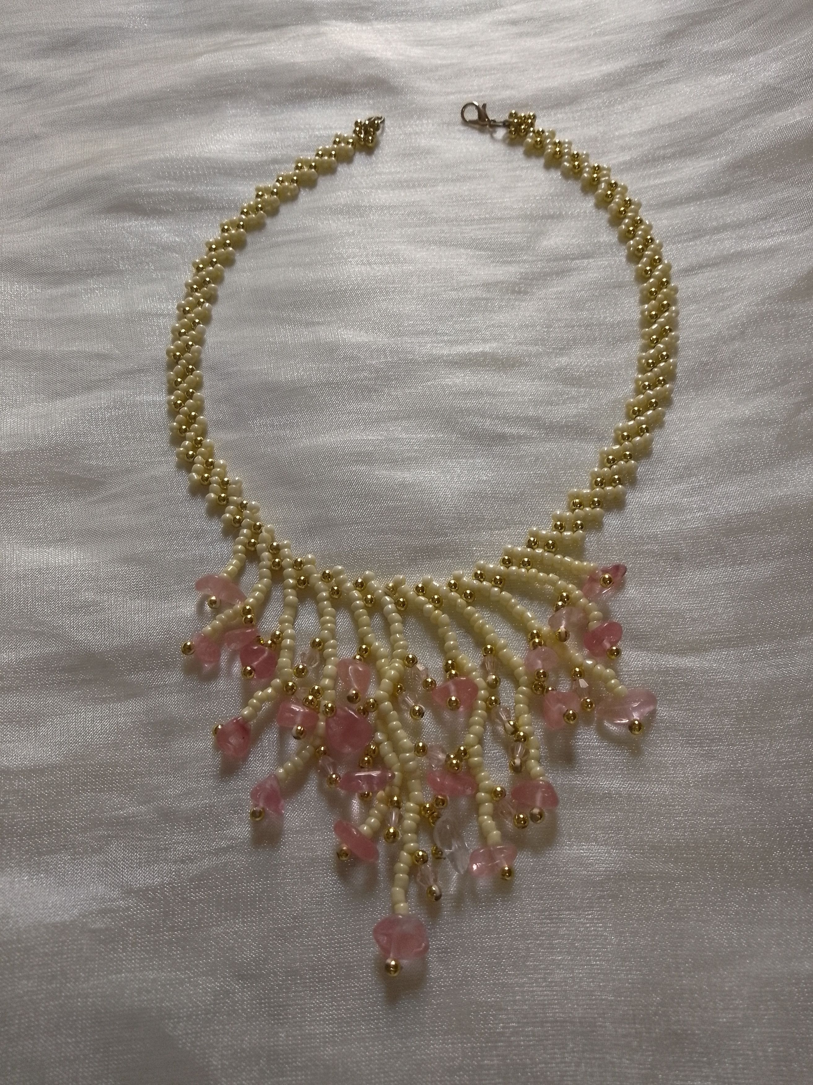 Handmade Necklace Fringe Natural Rose jade gemstones Size ONE SIZE - 5 Thumbnail