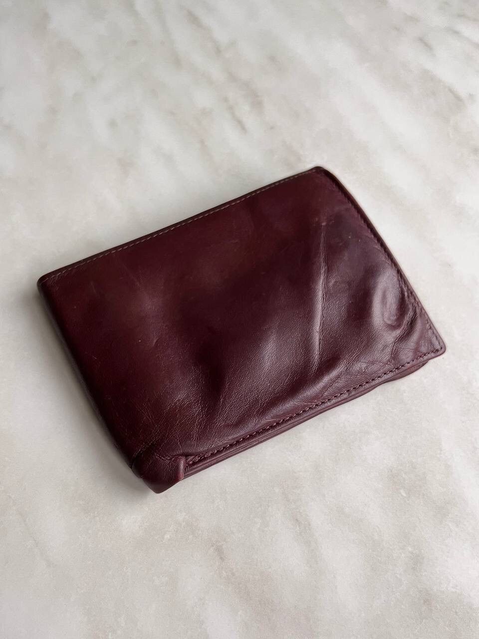 image of Cartier Wallet Burgundy Leather 90's Made In France in Black Red, Men's