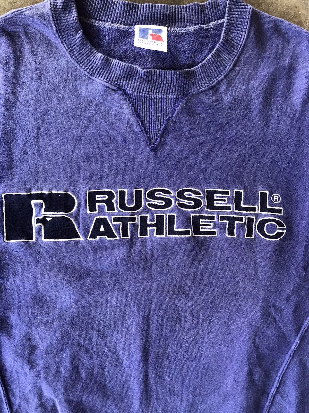 Russell Athletic × Vintage VTG Faded Russell Athletic Purple Spellout Size L / US 10 / IT 46 - 7 Thumbnail