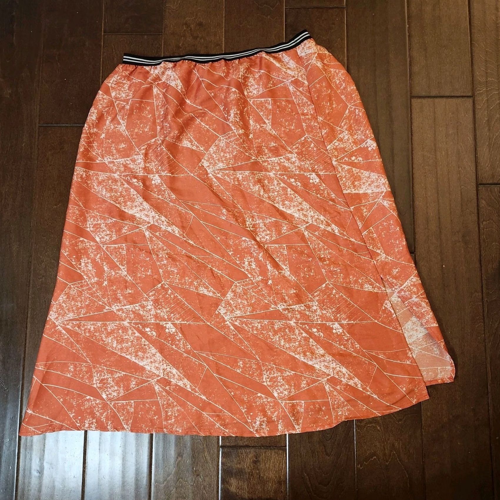 Nordstrom Trouvé Nordstrom Maxi Skirt Satin Slip Pull-On Size M Orange Multicolor Striped Slit Long Fall Womens Size 32" / US 10 / IT 46 - 2 Thumbnail