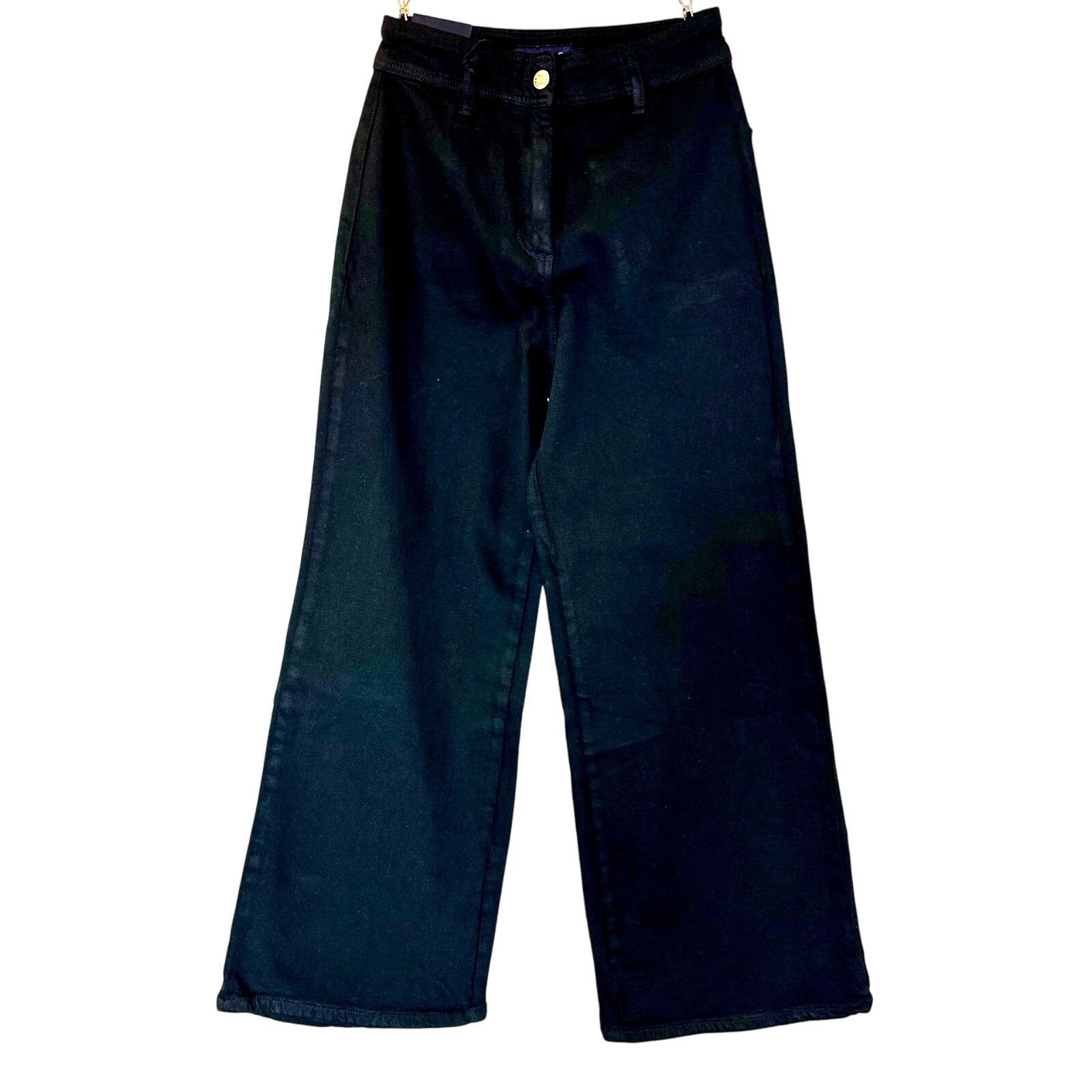 PIOMBO MP Piombo High Rise Wide Leg Jeans Black size 4 Size 27" / US 4 / IT 40 - 4 Thumbnail