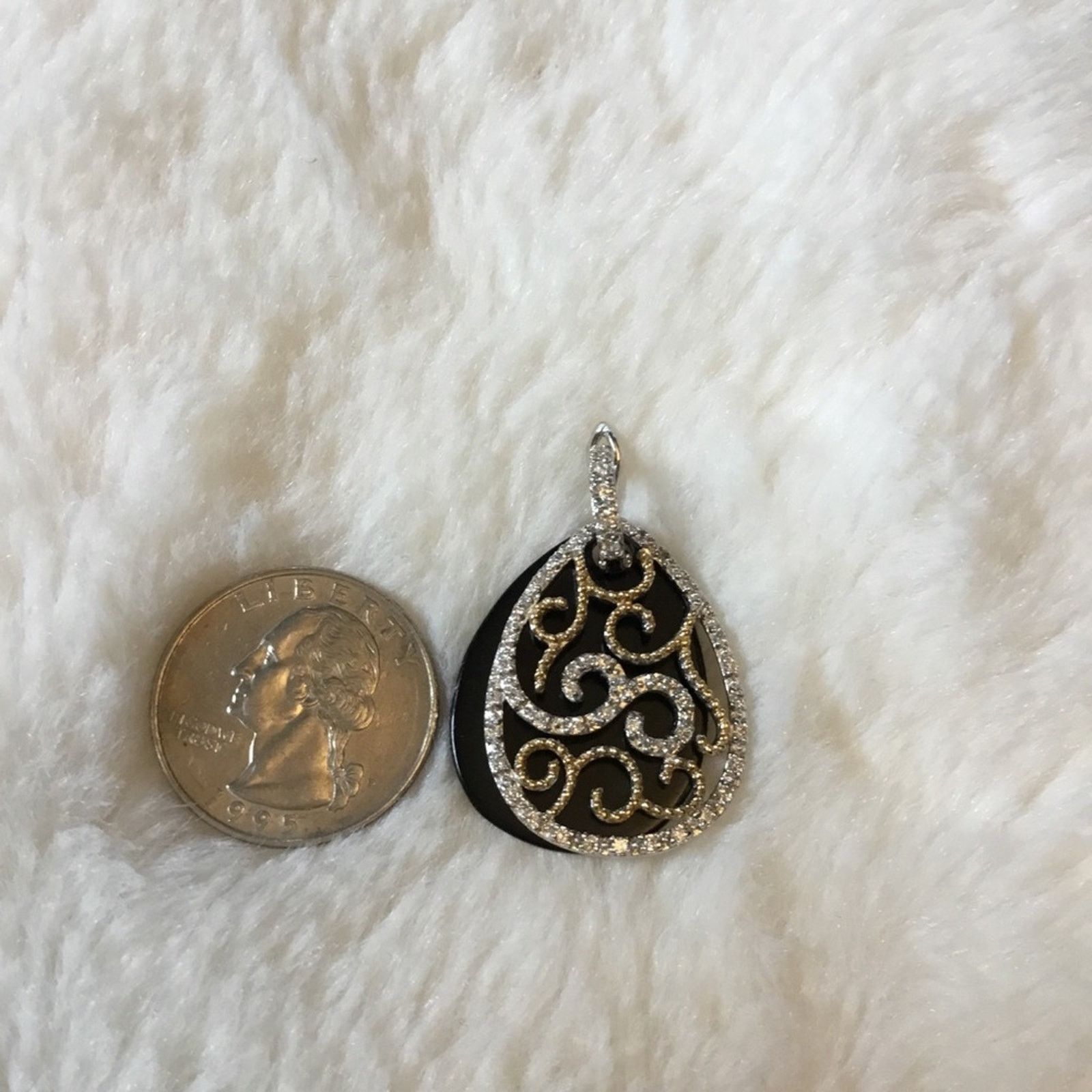 Other Sterling Silver & Black Teardrop Crystal Pendant Size ONE SIZE - 3 Thumbnail