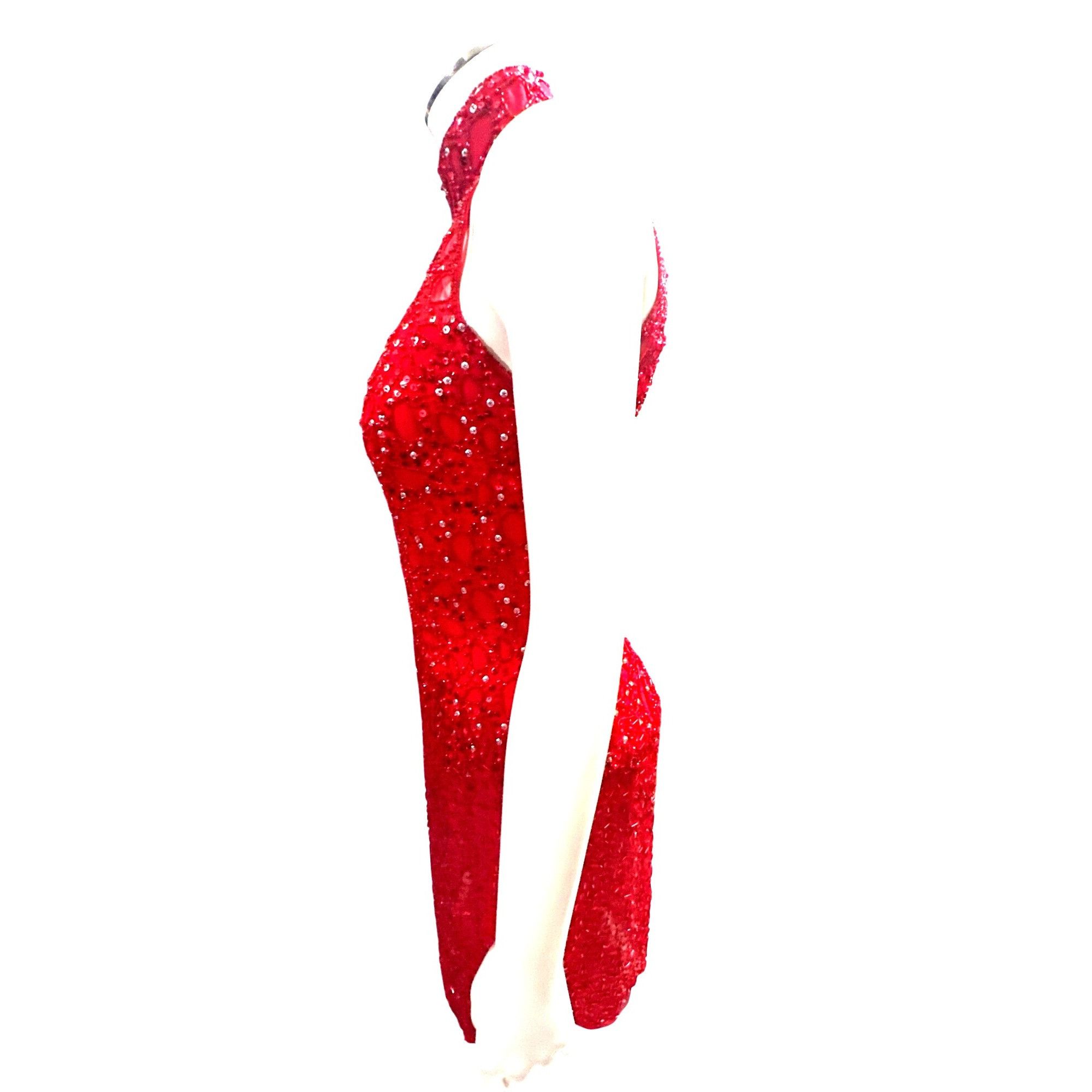 Other Niteline Della Roufogali Size 4 Red Beaded Silk Halter Open Size S / US 4 / IT 40 - 6 Thumbnail