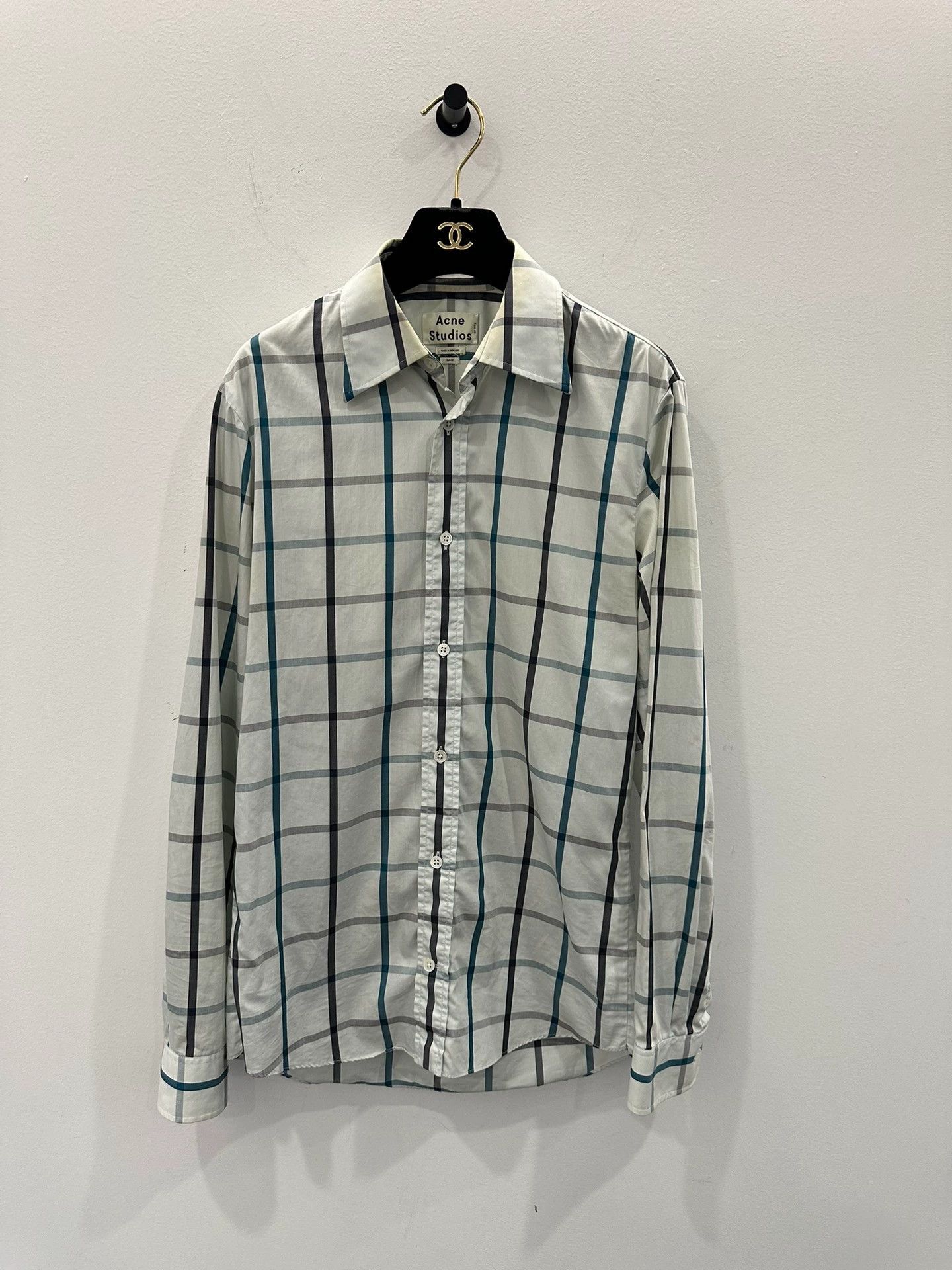 Acne Studios Acne Studios White Green Plaid Shirt Size US S / EU 44-46 / 1 - 1 Thumbnail
