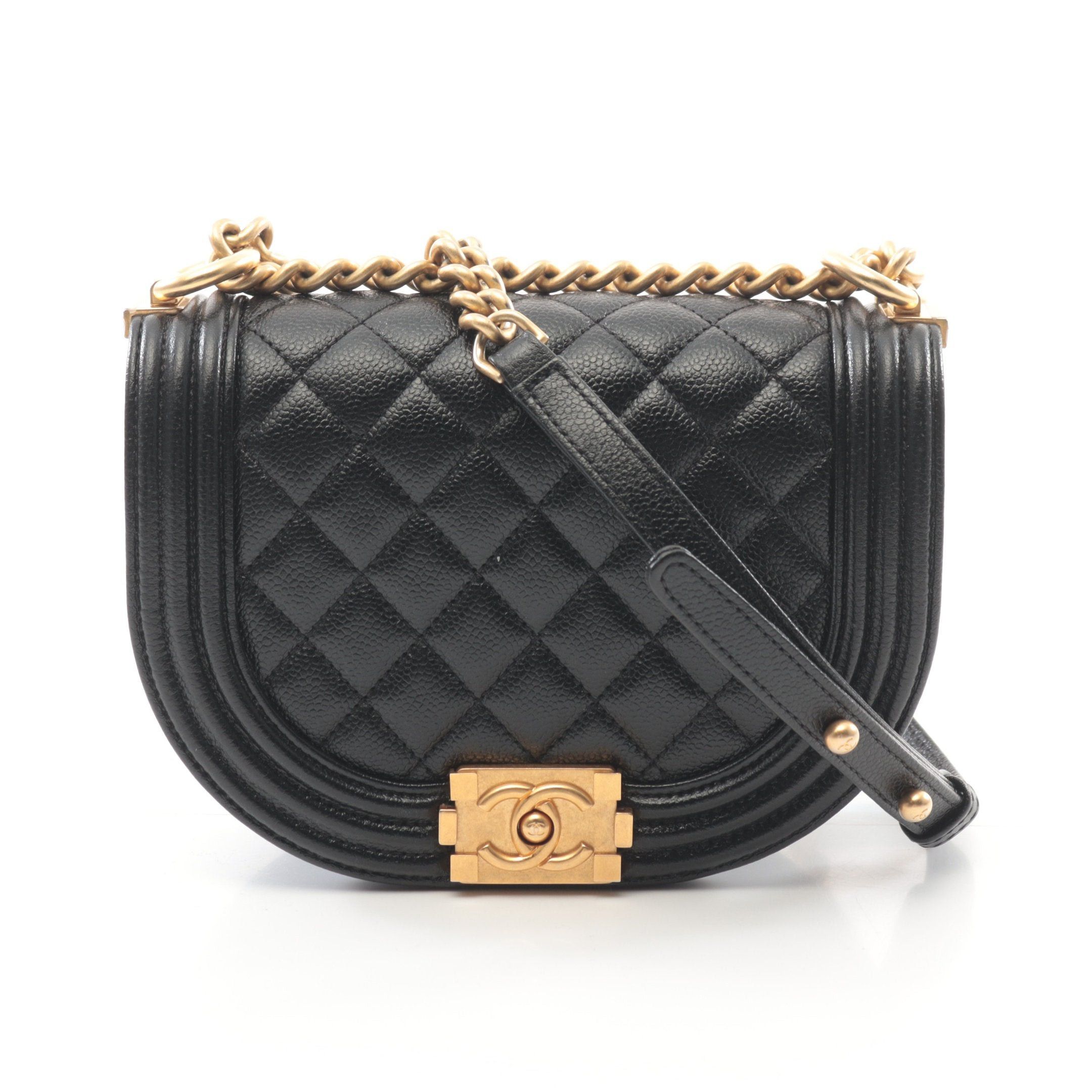 Chanel Chanel Boy Chanel Small Chain Shoulder Bag Caviar Skin Black Gold Hardware Size ONE SIZE - 1 Thumbnail