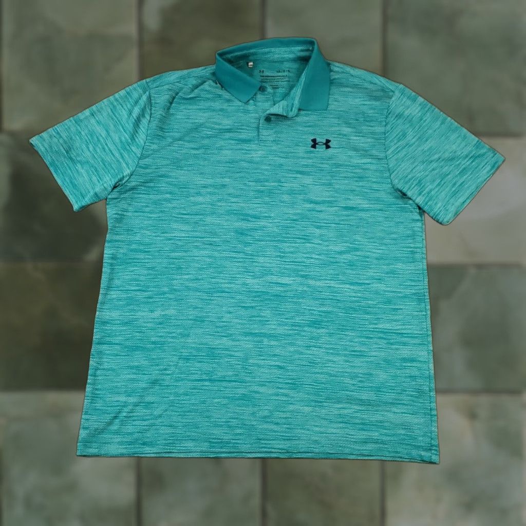 Under Armour Under Armour Polo Shirt Men L Blue Striped Short Sleeve Collared Button Performance Golf Casual Stretch Polyester Spandex Logo Size US L / EU 52-54 / 3 - 1 Thumbnail