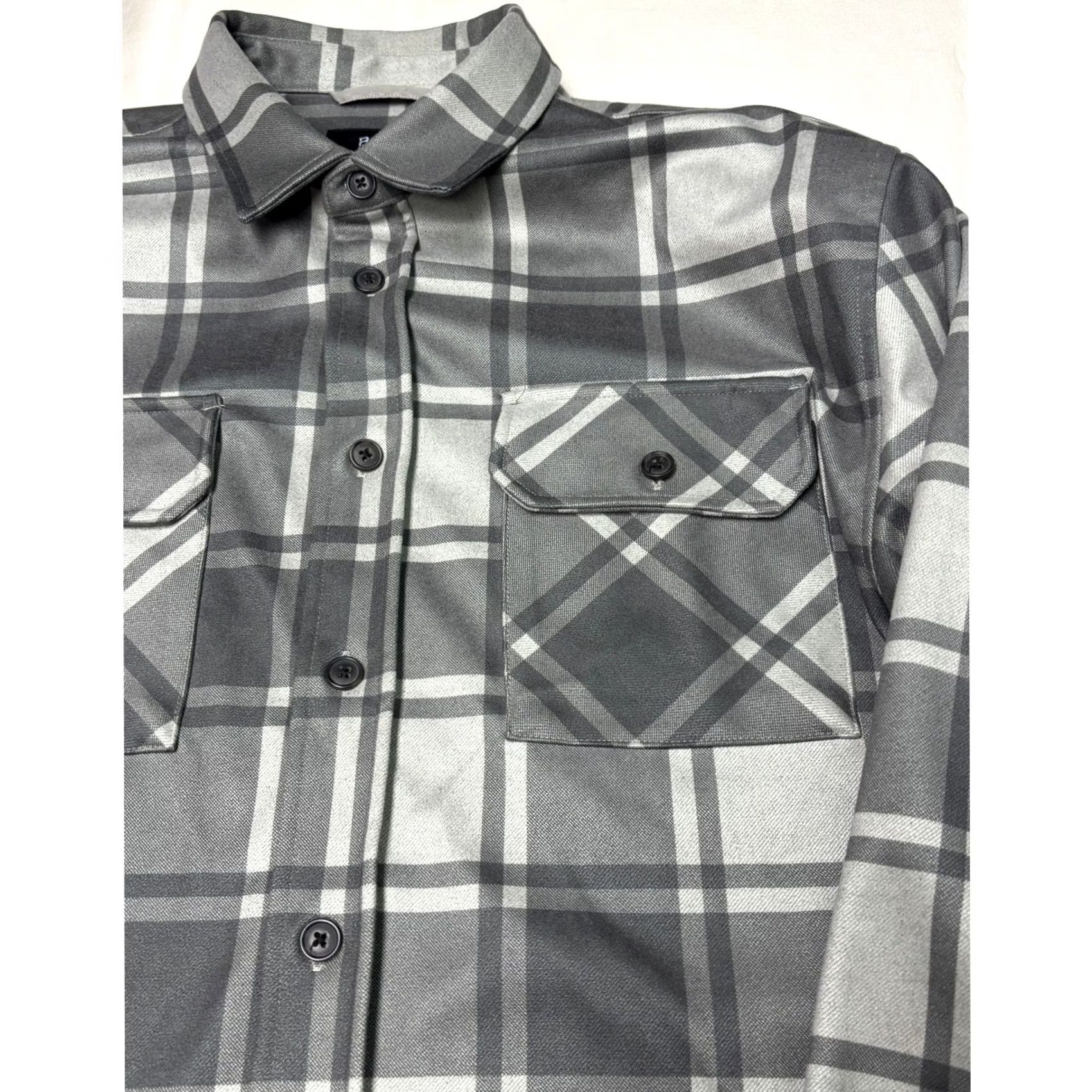 Asics BYLT Premium Basics Plaid Button-Up Shirt Shacket Gray XL Men’s Long Sleeve Size US XL / EU 56 / 4 - 3 Thumbnail