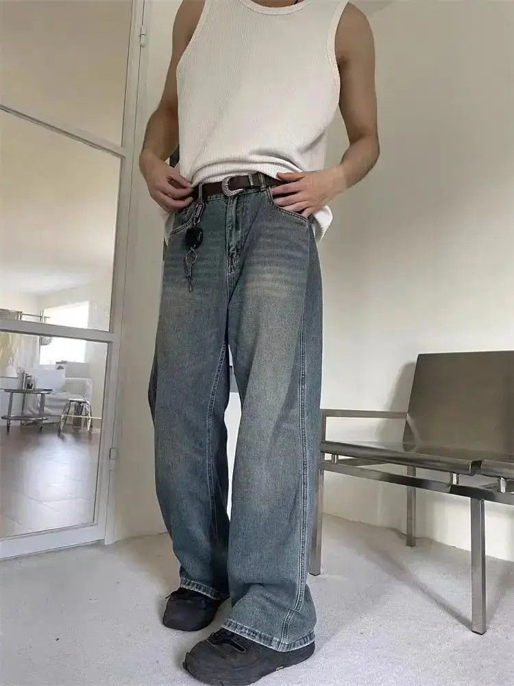 Japanese Brand Washed vintage loose fit straight leg jeans Size US 32 / EU 48 - 5 Thumbnail