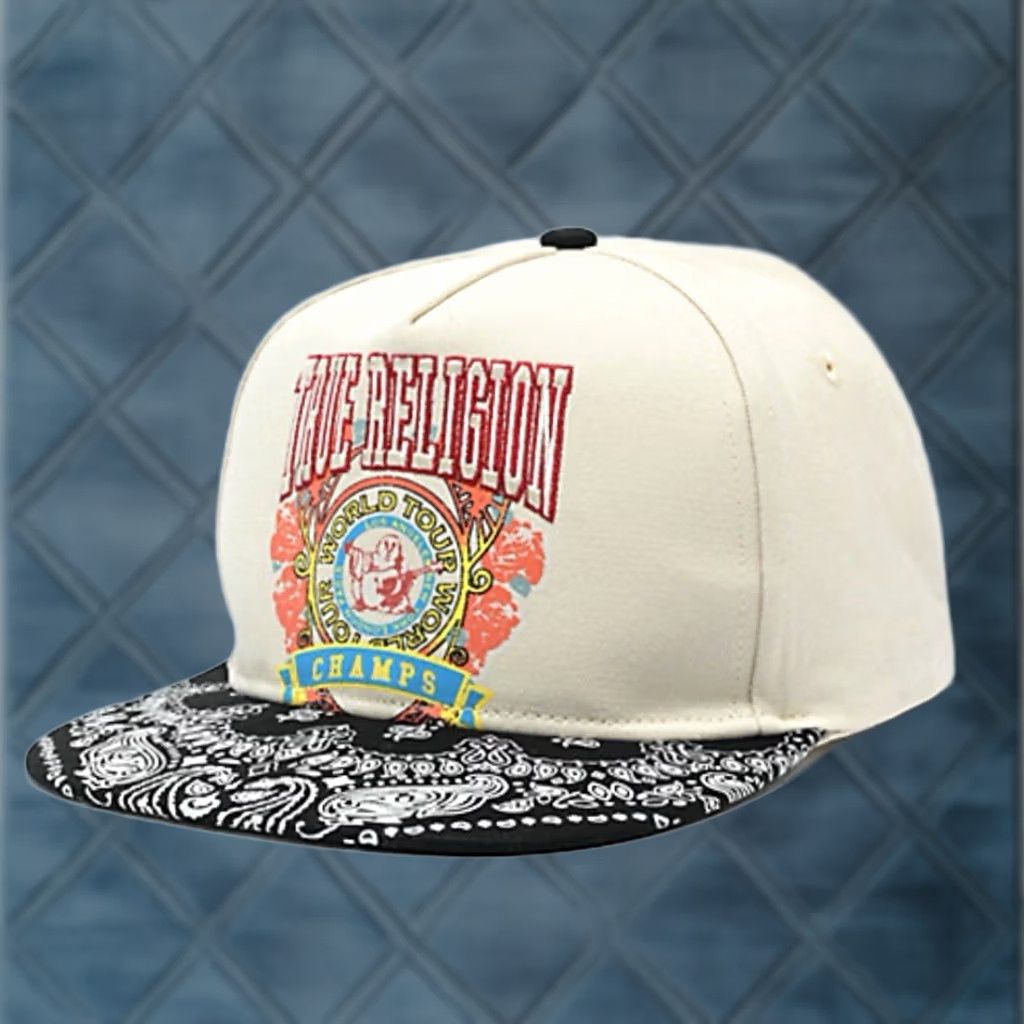 True Religion True Religion Hat Cap Snap Back Champs Tan Cream Black Paisley Men’s Adjustable Size ONE SIZE - 1 Thumbnail