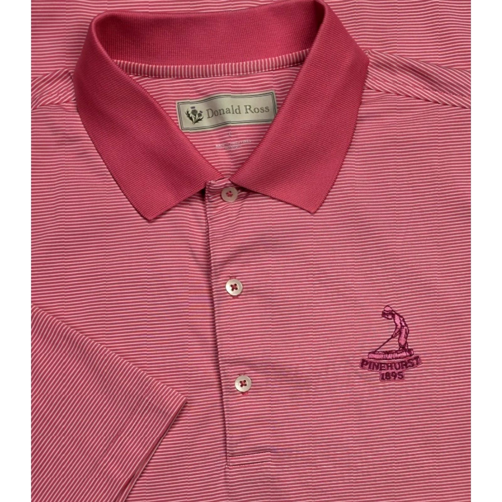 Vintage Donald Ross Polo Shirt L Pink White Stripe Pinehurst Country Club Golf Staff Mens Size US L / EU 52-54 / 3 - 2 Thumbnail