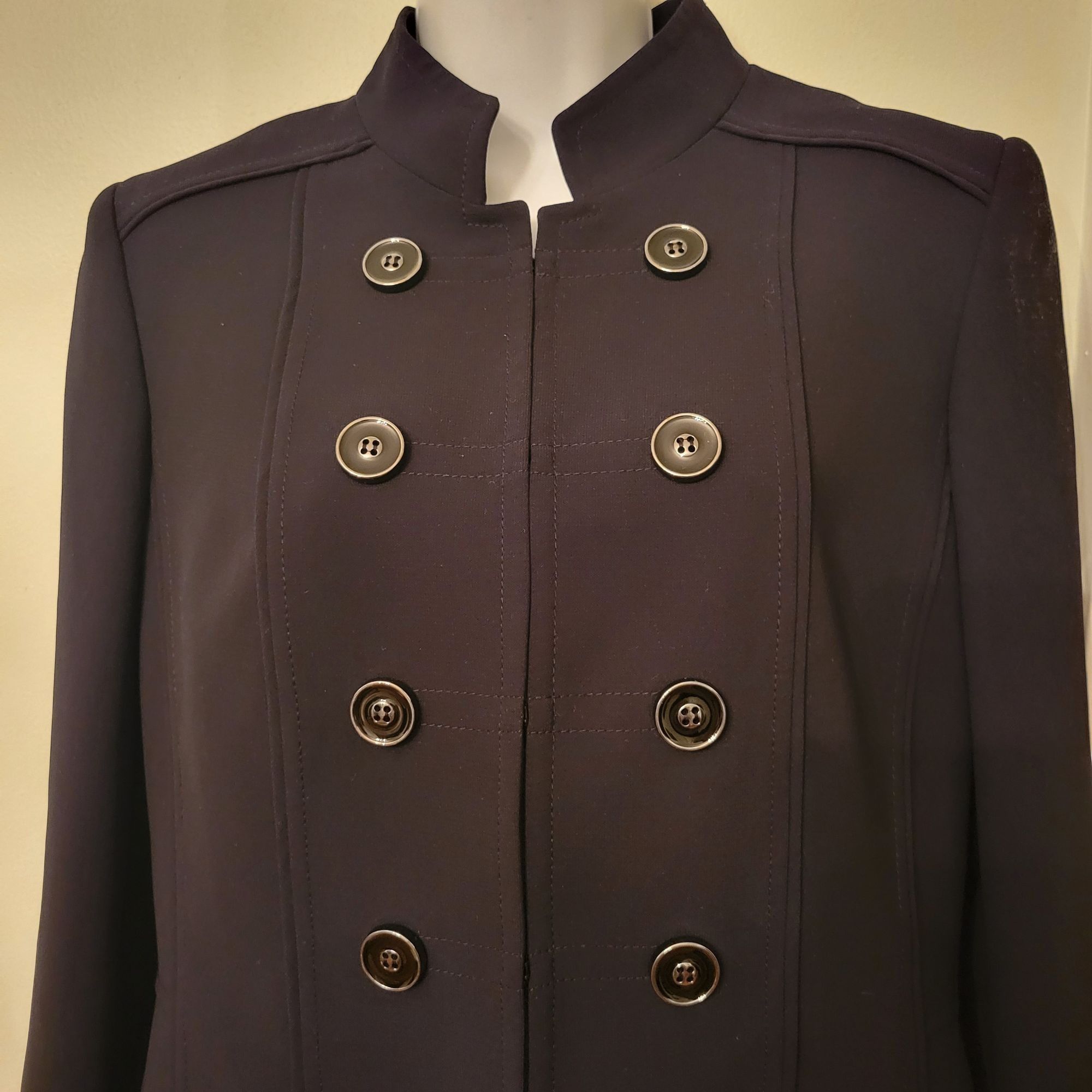 Elie Tahari Tahari Double Breasted Military Band Blazer Jacket Black 8 M Size M / US 6-8 / IT 42-44 - 2 Thumbnail