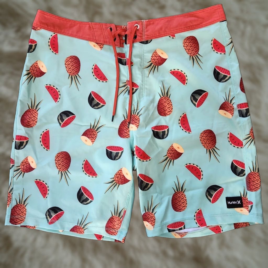 Hurley Hurley Boardshorts Men 32 Trunks Swim Bottom Fruit Print Tropical Blue Drawstring Surfing Size US 32 / EU 48 - 1 Thumbnail