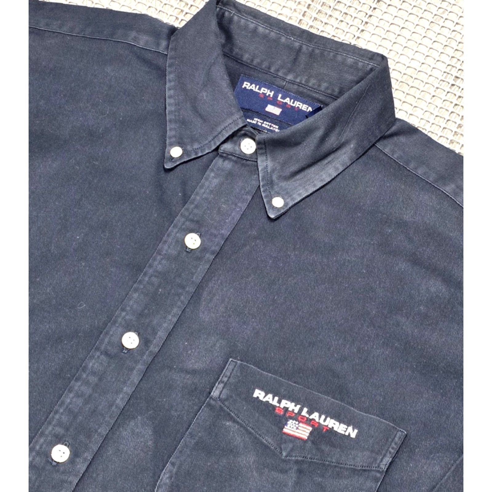 Polo Ralph Lauren VINTAGE Ralph Lauren Sport Button-Up Shirt 90s Blue Polo Twill Heavyweight Logo Embroidered 100% Cotton L Mens Size US L / EU 52-54 / 3 - 4 Thumbnail