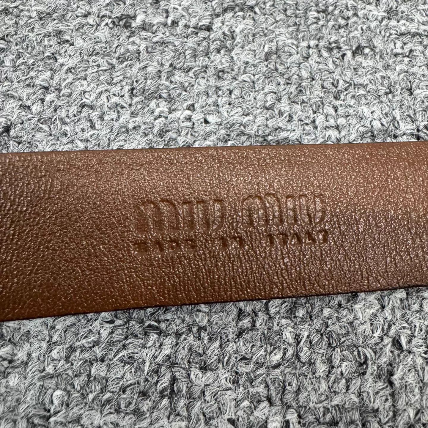 Miu Miu MIU MIU 99 New Brown Belt Hollow Letter Gold Buckle Size ONE SIZE - 7 Thumbnail