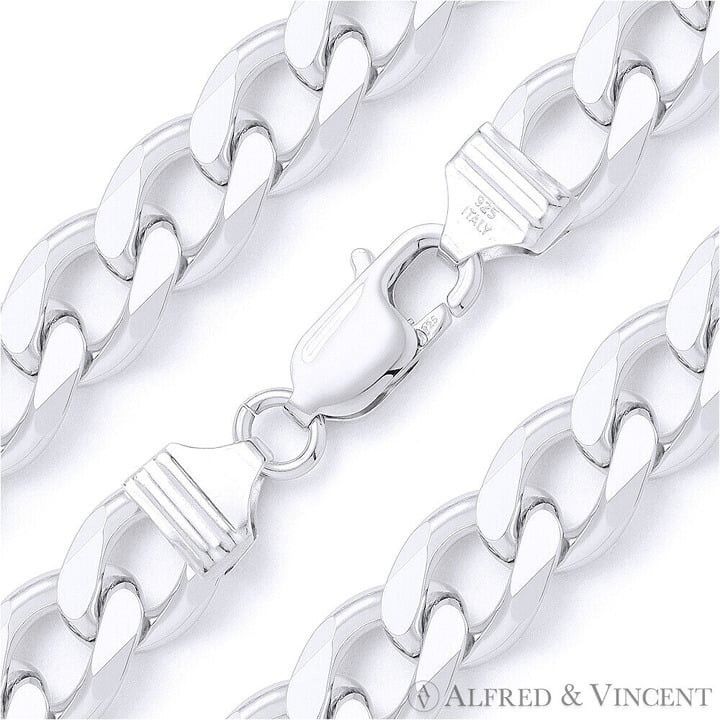 Other 14mm Curb Chain Necklace in Solid .925 Sterling Silver 20" Size ONE SIZE - 1 Thumbnail