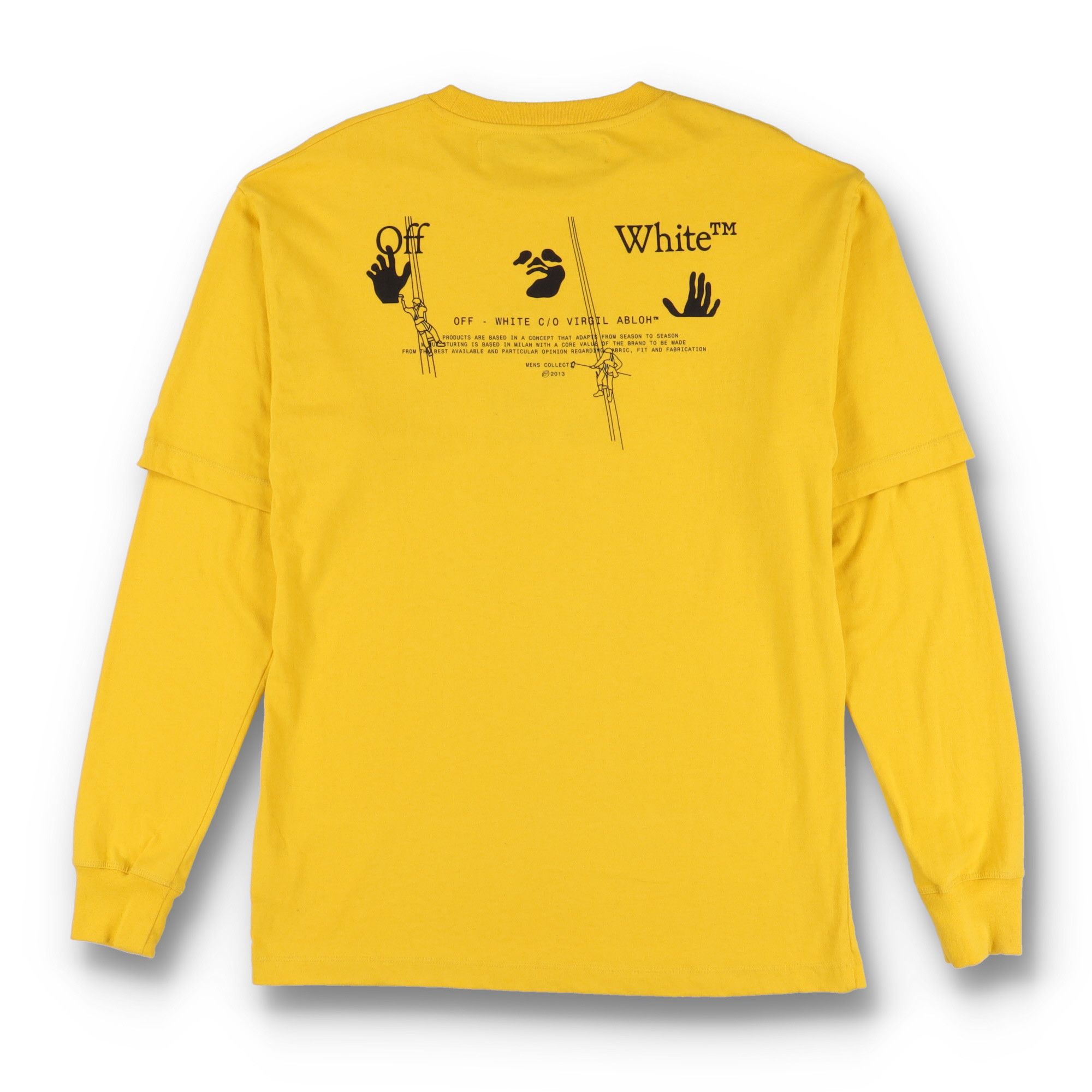 Off-White Yellow Worker Arrows Logo Double Layer LS T-Shirt Size M / US 6-8 / IT 42-44 - 1 Thumbnail