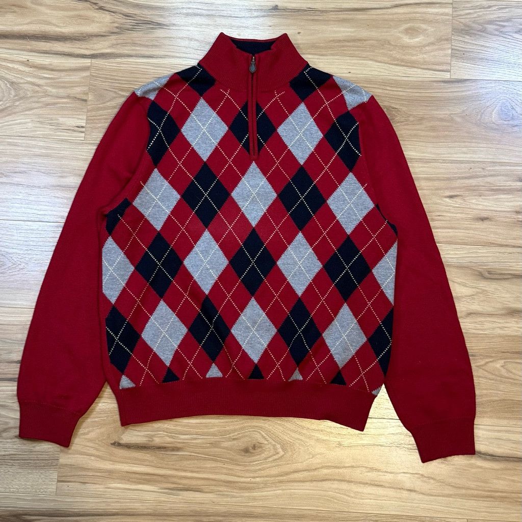 Brooks Brothers Brooks Brothers Men’s L Argyle 1/4 Zip Sweater Size US L / EU 52-54 / 3 - 1 Thumbnail