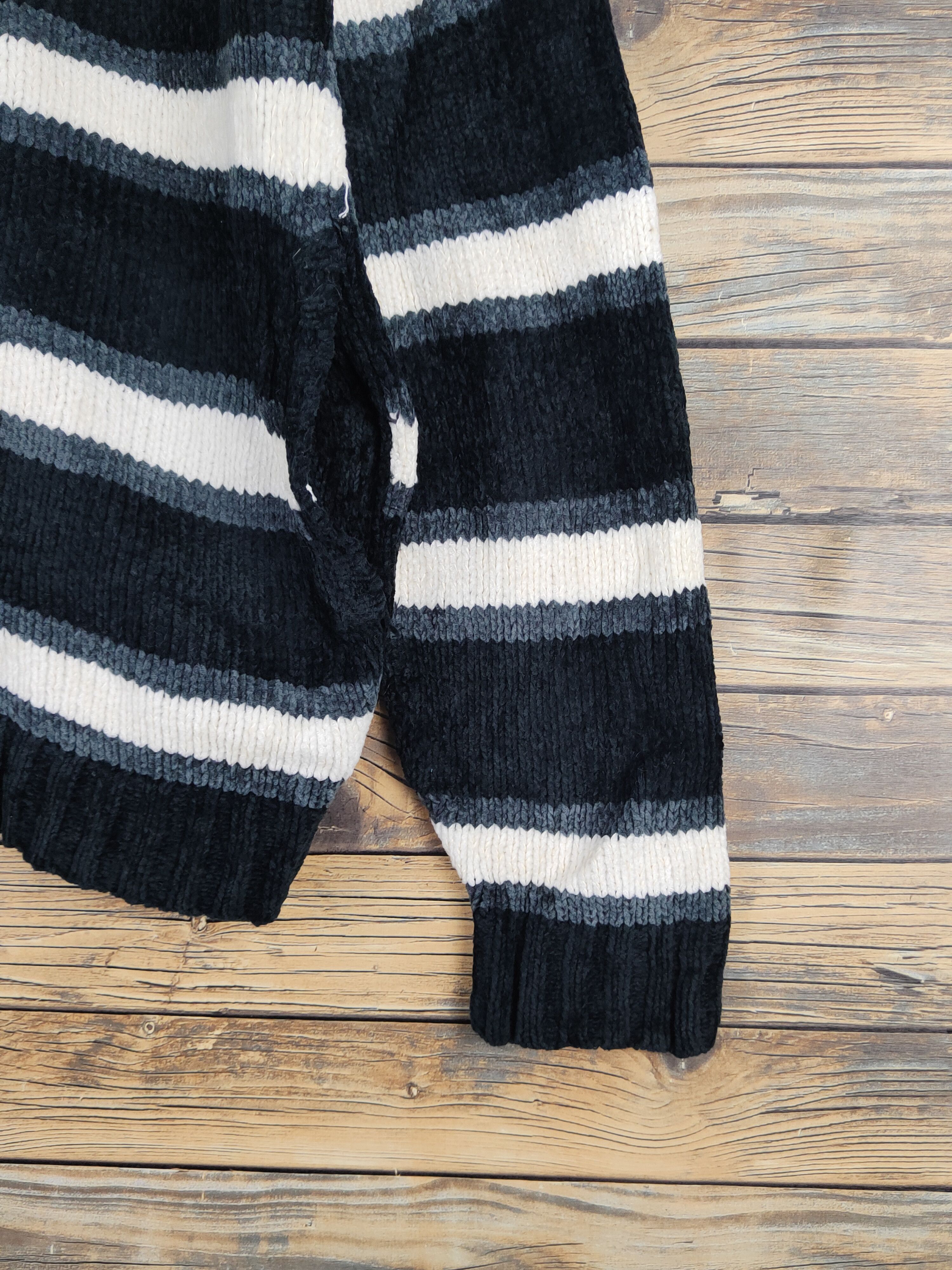 Homespun Knitwear Plus One Black White Stripe Knitwear Sweaters #W1330 Size US L / EU 52-54 / 3 - 6 Thumbnail