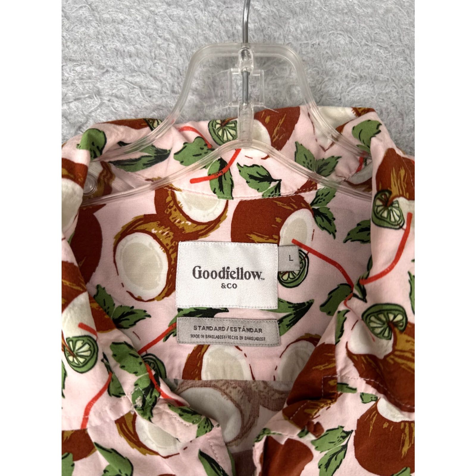 Vintage Goodfellow & Co Shirt Adult Large Pink Hawaiian Floral All Over Print Rayon Button-Up Mens Size US L / EU 52-54 / 3 - 7 Thumbnail