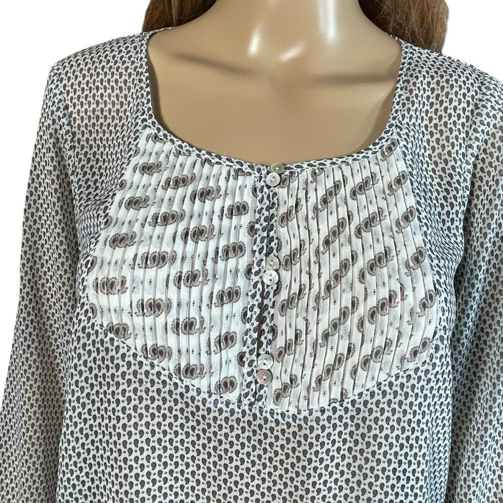 Other Skies Are Blue Front Pleated 3/4 Sleeve Chiffon Blouse Size Size M / US 6-8 / IT 42-44 - 2 Thumbnail