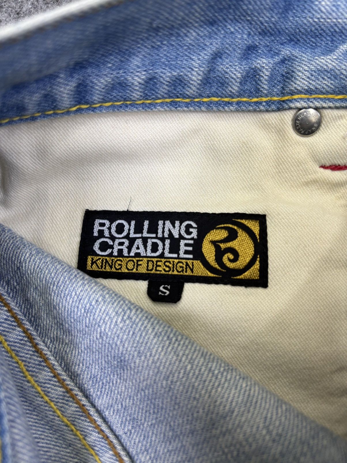 Japanese Brand 💥Insane 90s Style💥Rolling Craddle Distressed Denim K33 Size US 29 - 14 Thumbnail