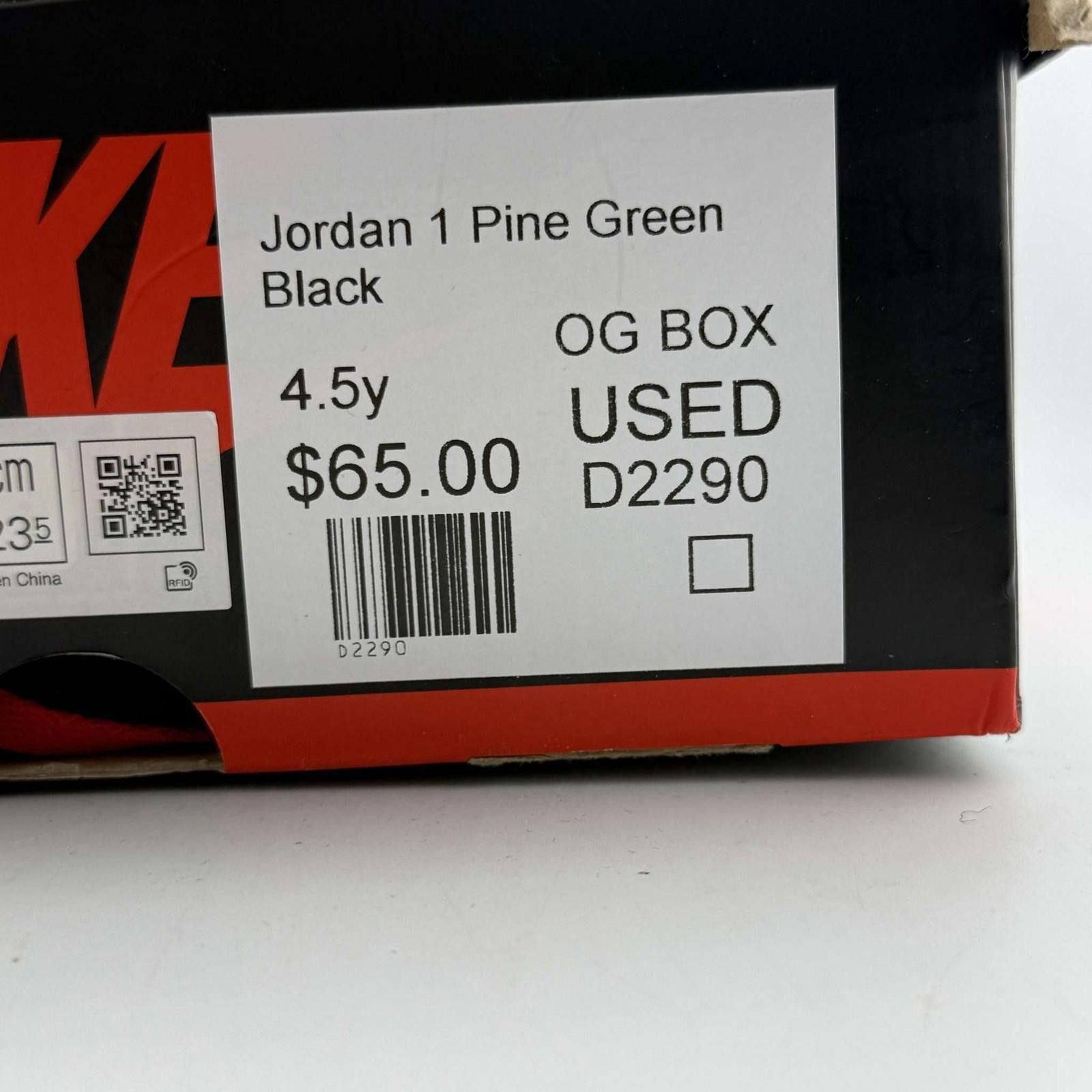 Nike Nike Air Jordan 1 Pine Green Black 4.5Y Used OG Box D2290 Size US 5 / EU 37 - 9 Thumbnail