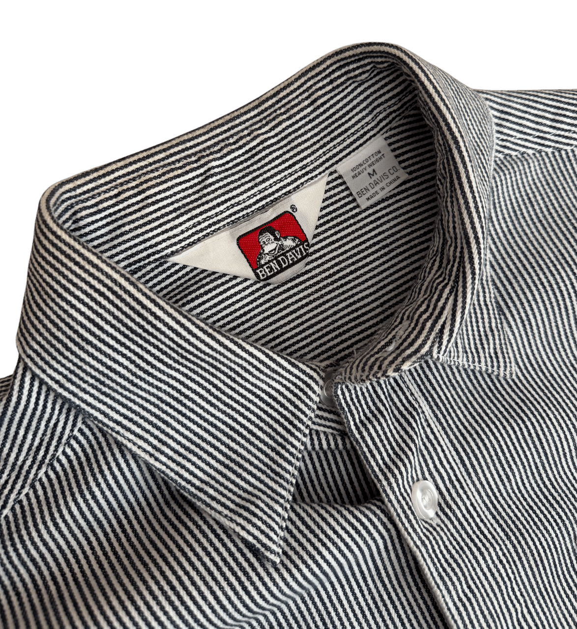 Ben Davis 100% Cotton Cropped Button-Up Hickory Shirt Size US M / EU 48-50 / 2 - 4 Thumbnail