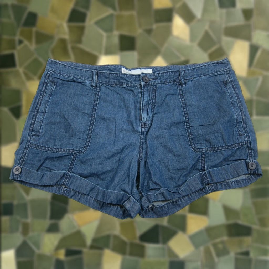 Old Navy Old Navy Cotton Blue Chambray Denim Mid Rise Flat Front Chino Short Women 14 Size 25" / US 0 / IT 36 - 1 Thumbnail