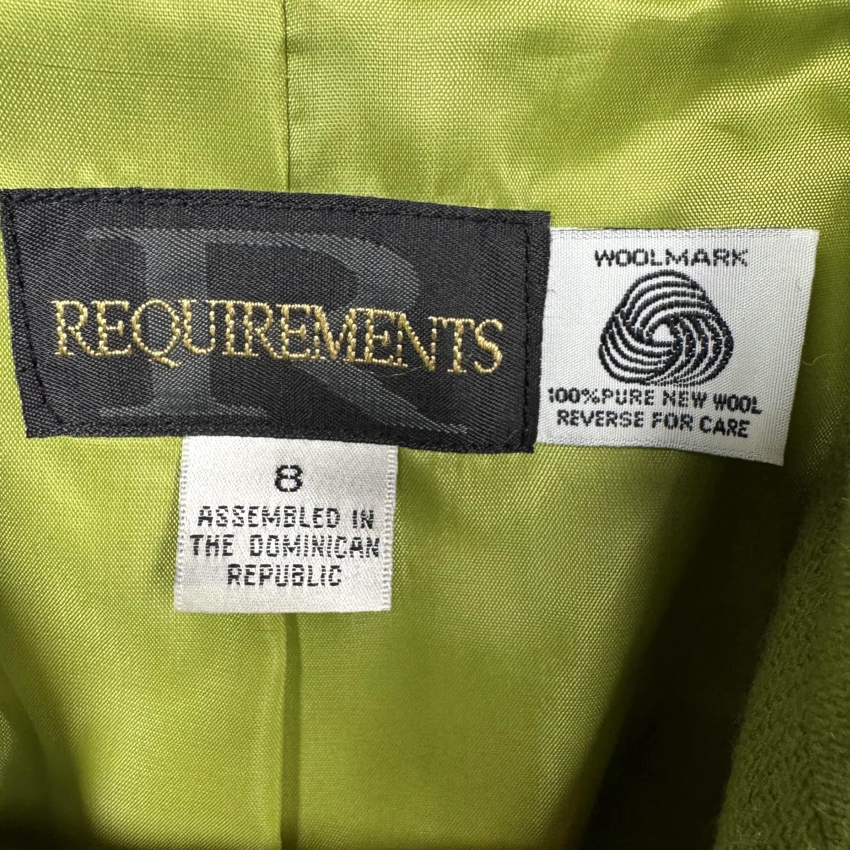 Doublet VINTAGE Requirements Blazer Womens 8 Lime Green Wool Double Breasted Notch Lapel Long Sleeve Tailored Bodice Size M / US 6-8 / IT 42-44 - 5 Thumbnail