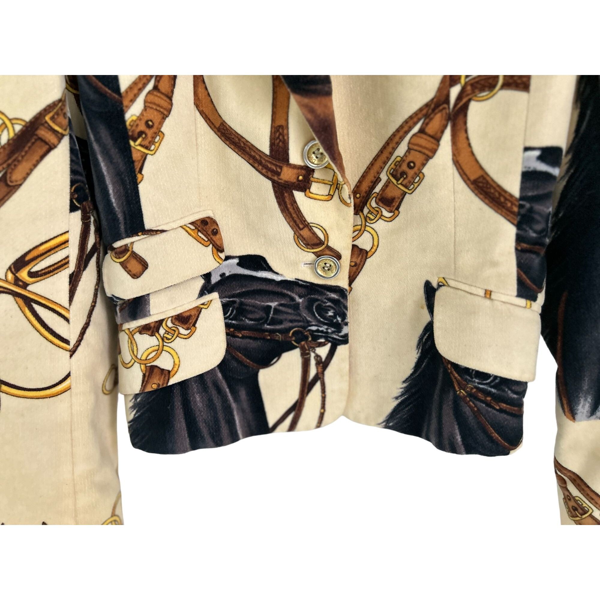 Dolce & Gabbana 1990’s Vtg Dolce & Gabbana Equestrian Blazer Horse Velvet / Size XS / US 0-2 / IT 36-38 - 4 Thumbnail