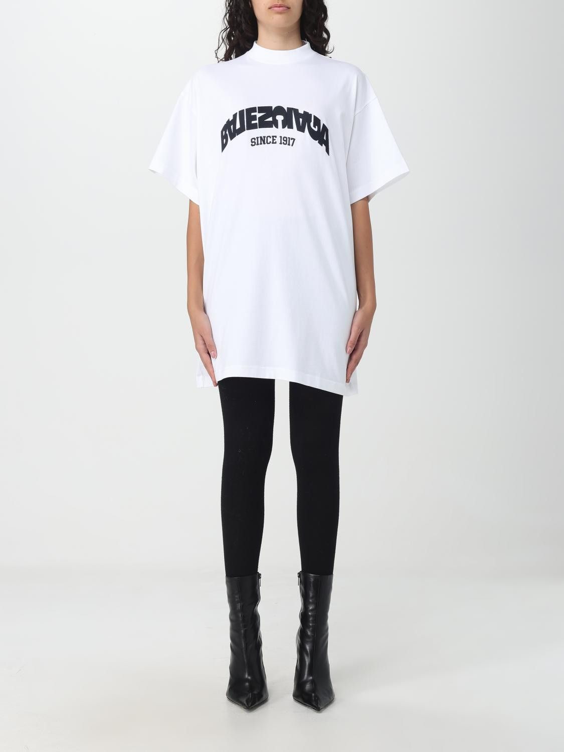 Balenciaga White Embroidered Back Flip Logo Oversized T-Shirt Size S / US 4 / IT 40 - 4 Thumbnail