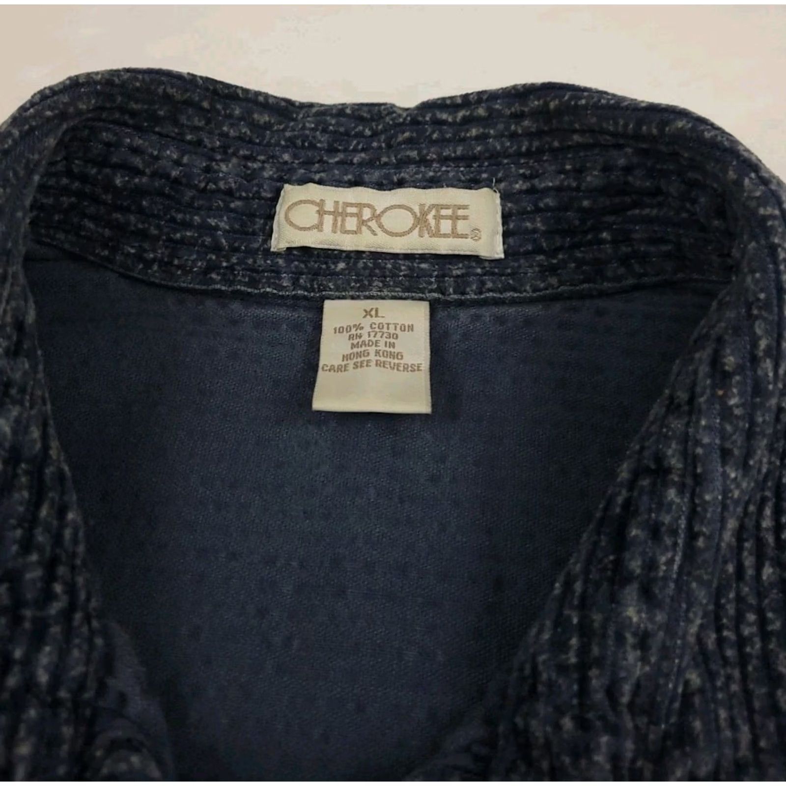 Cherokee VINTAGE Cherokee Dark Blue Corduroy Shirt Jacket Metal Buttons USA XL Womens Button-Up Jacket Size XL / US 12-14 / IT 48-50 - 4 Thumbnail