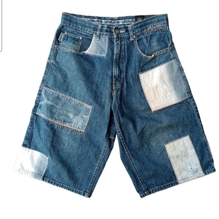 image of Steal Pelle Pelle Short Pants Patch Jeans in Faded Blue, Men's (Size 30)