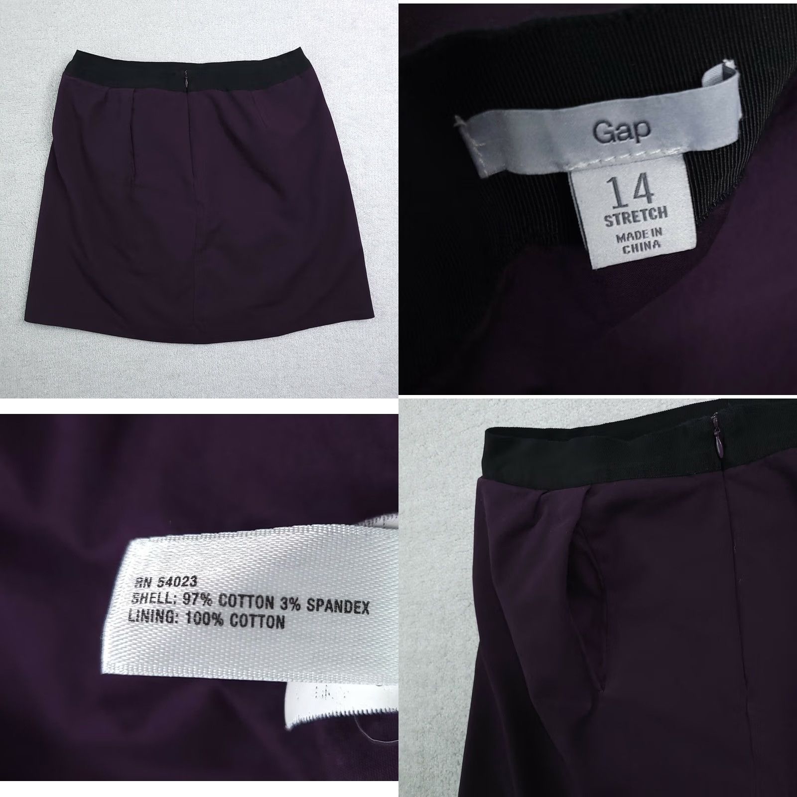 Gap VINTAGE Gap Stretch Lined Mini Skirt Women's 14 Purple Pleated Zip Pocket Skirt Size 36" / US 14 / IT 50 - 8 Thumbnail