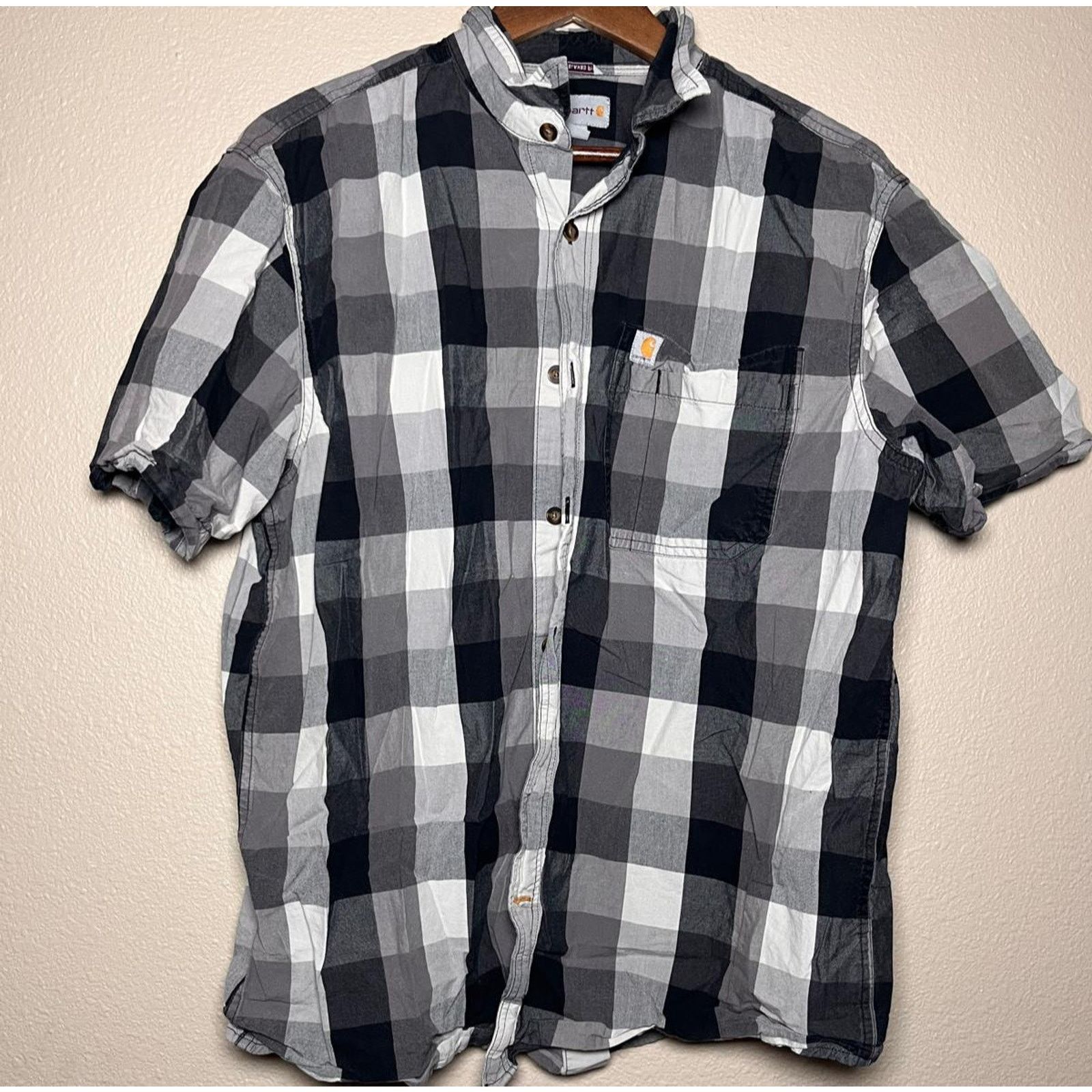 Carhartt ⚫ Carhartt 🪵 Buffalo Plaid Short-Sleeve Button-Up – L Size US L / EU 52-54 / 3 - 1 Thumbnail