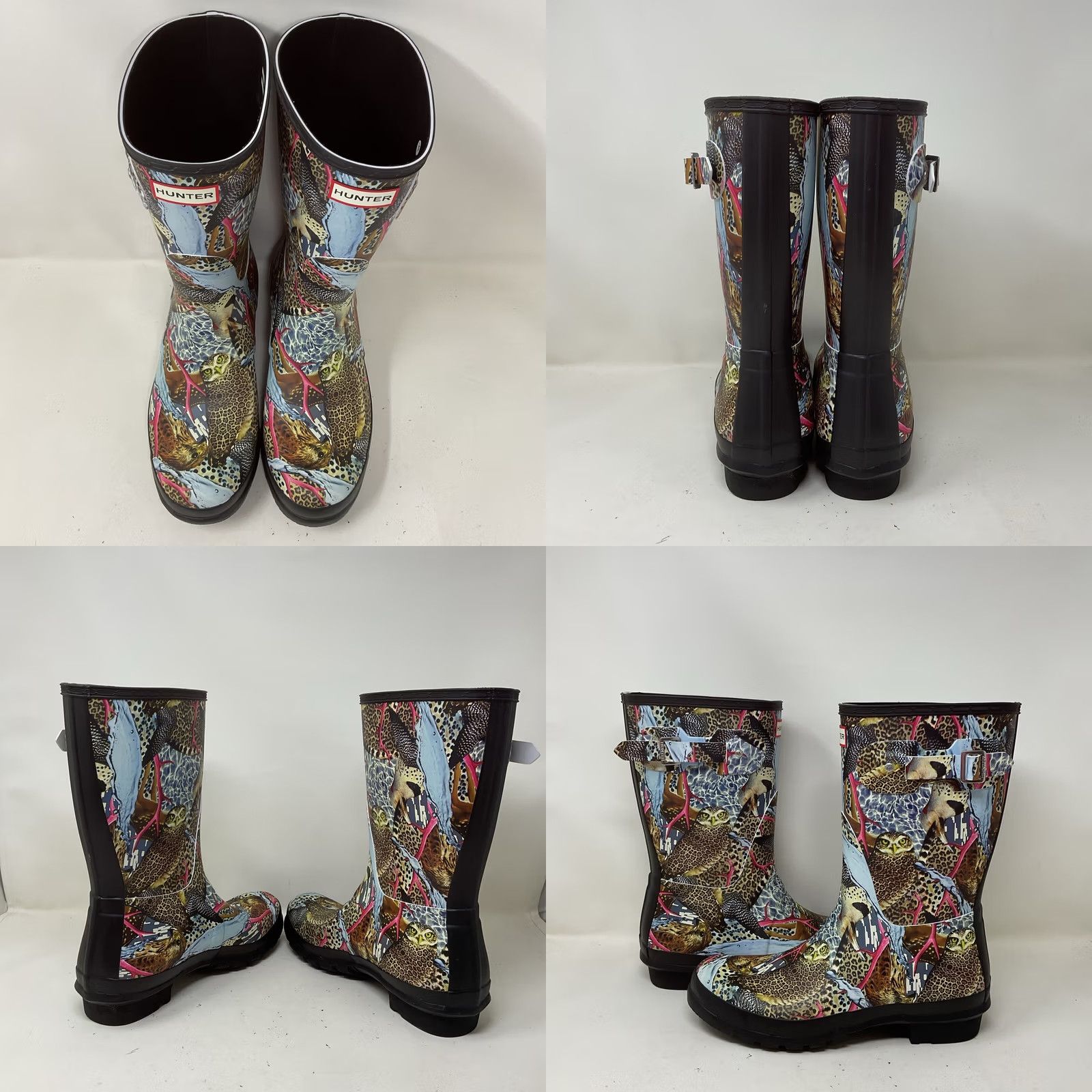 Hunter Womens Hunter & Matt Maitland Owl Print Rain Boots Sz 11 Size 5, Low Heel Boot, Outdoor Rubber Upper, Synthetic Insole Size US 5 / IT 35 - 8 Thumbnail