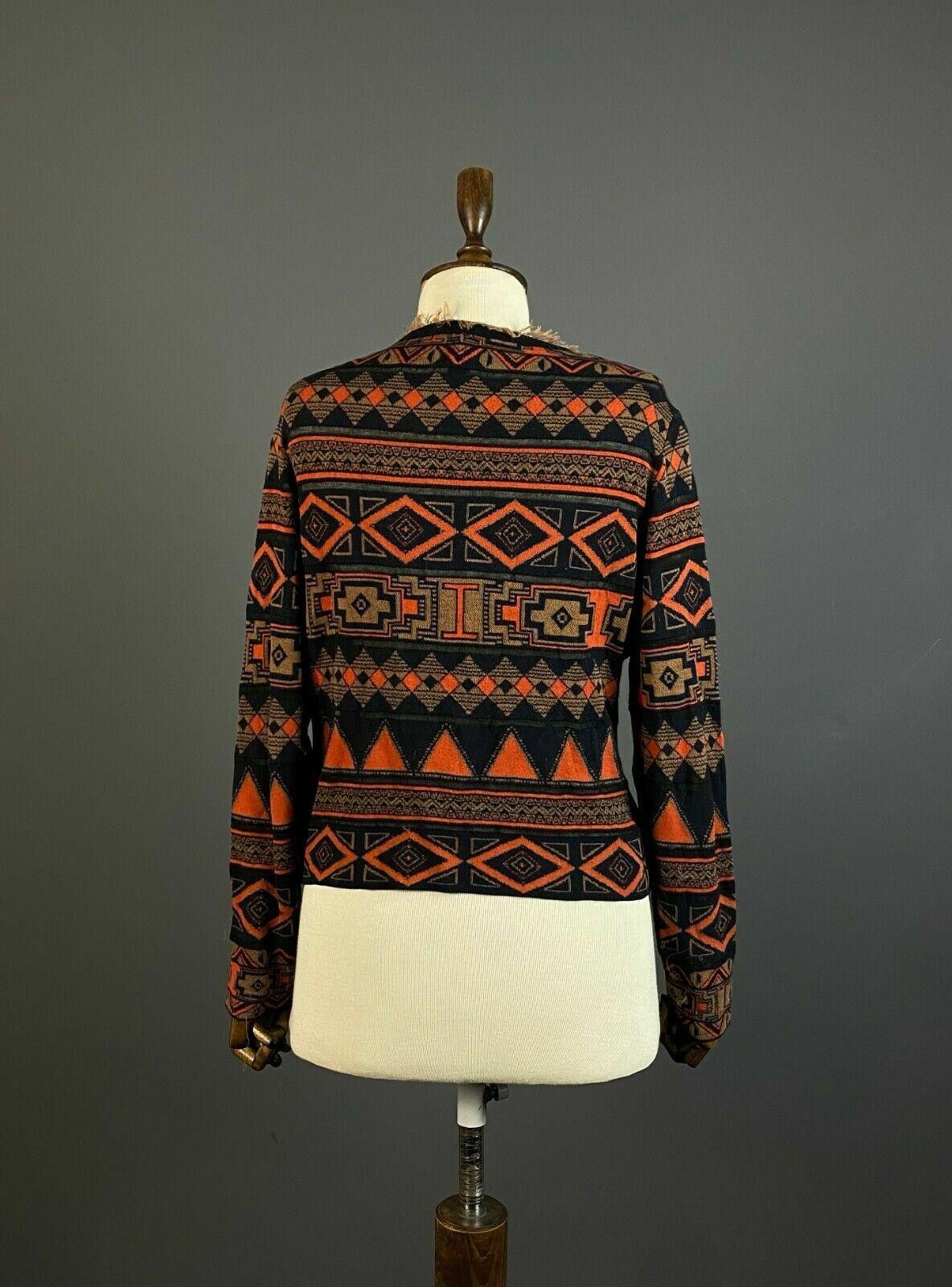 Designer Marc Cain Black Red Geometric Aztec Sweater Size 4 Size S / US 4 / IT 40 - 4 Thumbnail