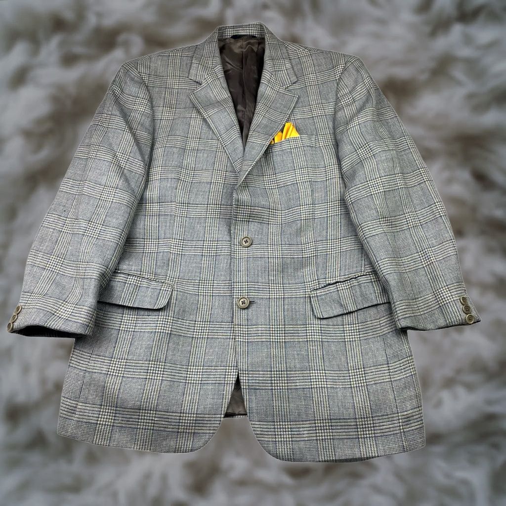 Brooks Brothers Brooks Brothers Men's Wool/Silk/Linen Blazer Blue/Gray Houndstooth Italy 41S Size 42R - 1 Thumbnail
