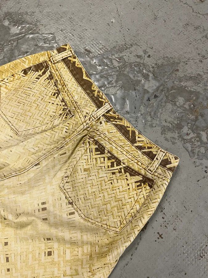 Roberto Cavalli 2000s Roberto Cavalli Wicker Basket Gradient Print Beige Pants Size US 31 - 8 Thumbnail
