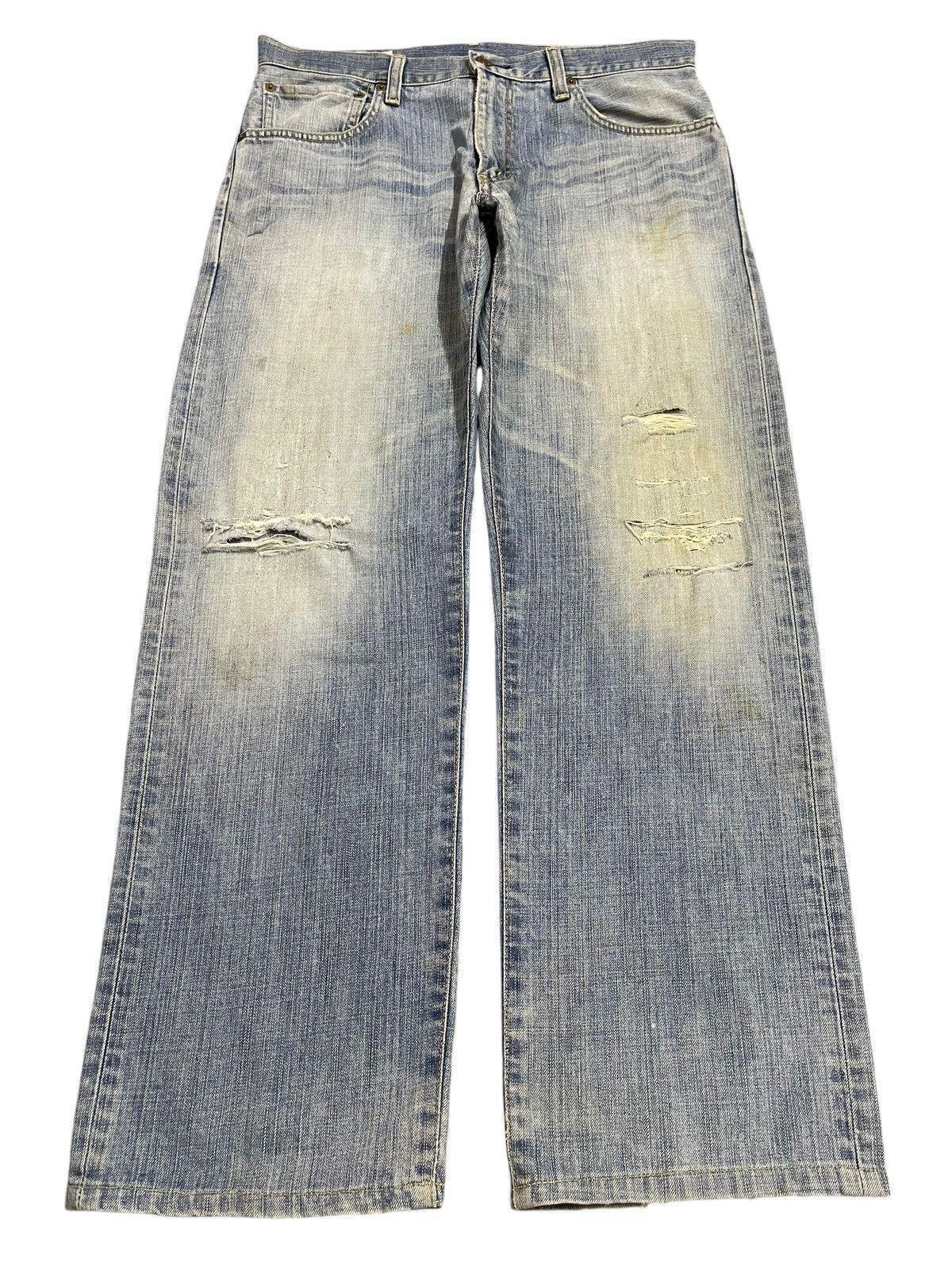 Edwin Vintage Edwin 503z Blue Faded Wash Distressed Baggy Jeans Size US 35 - 1 Thumbnail