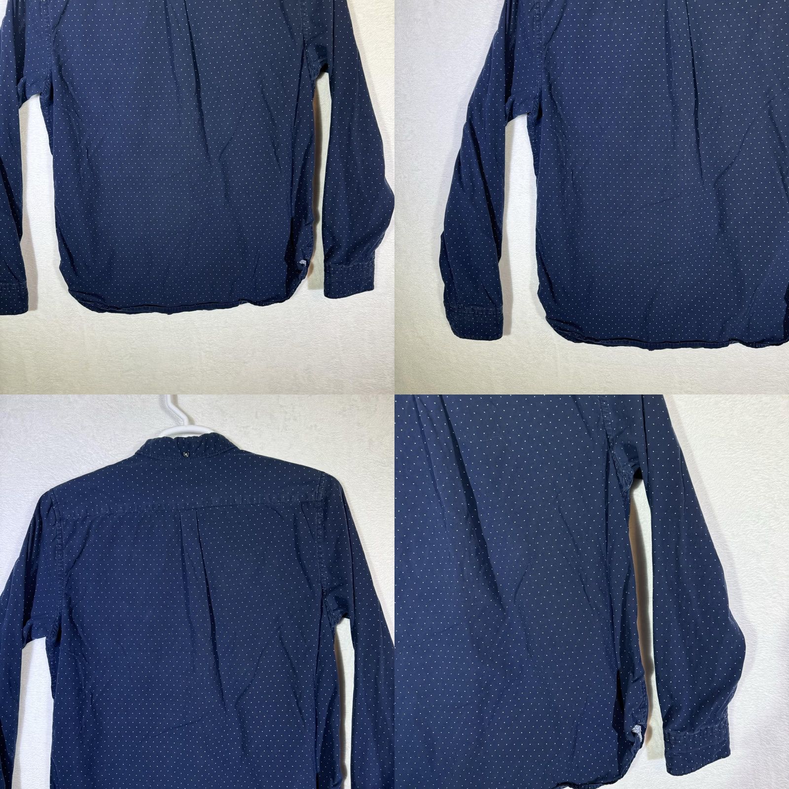 Vintage Cactus Man Shirt Mens Large Slim Fit Button Down Long Sleeve Polka Dot Cotton Blue Size 42R - 8 Thumbnail