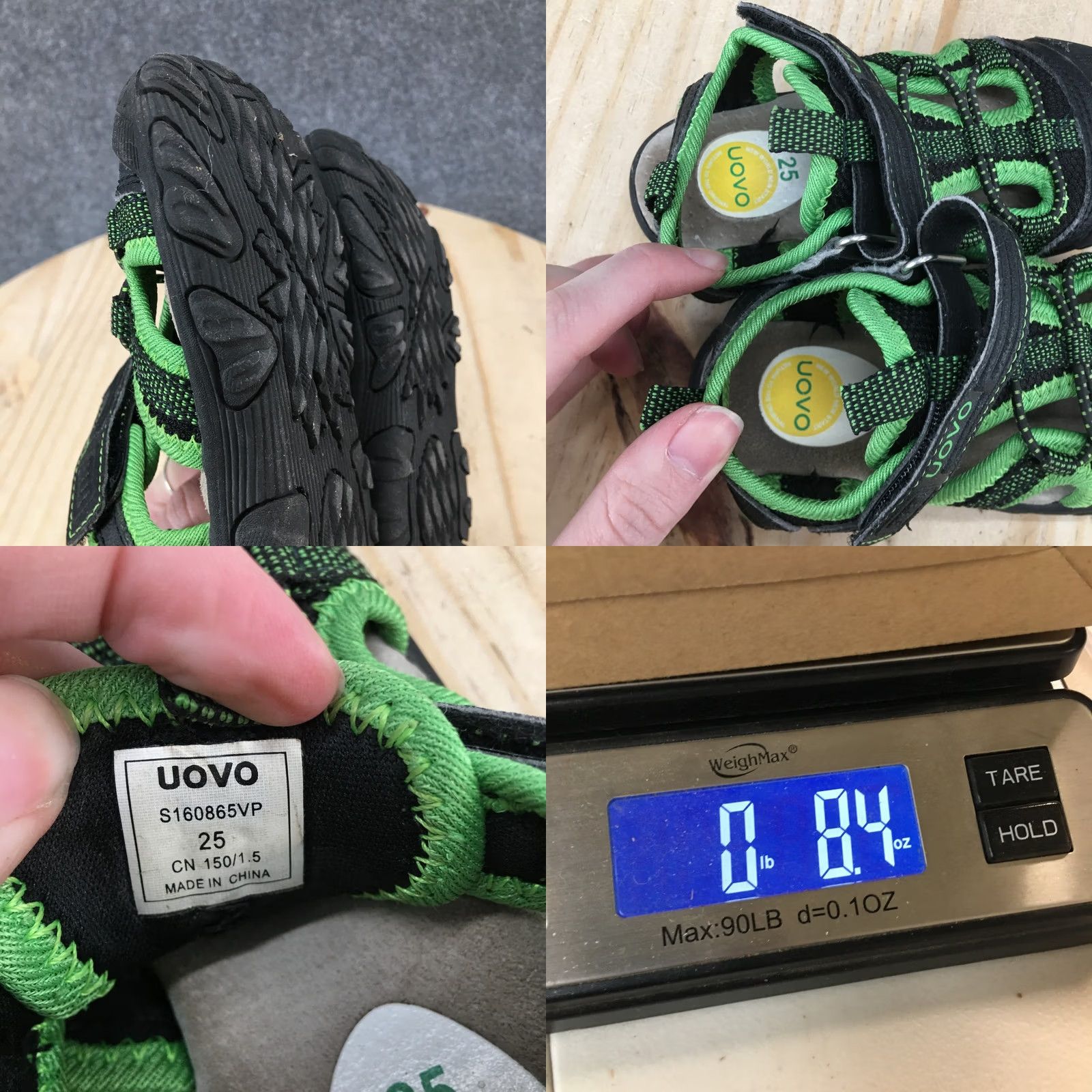 Vintage Uovo Sandals Child 25 Trekking Hiking Beach Strappy Comfort Black Fabric Mens Size US 8 / IT 38 - 9 Thumbnail